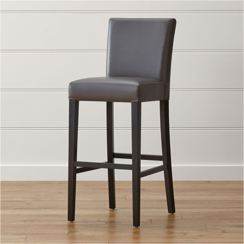 Lowe Smoke Leather Bar Stool + Reviews | Crate & Barrel | Crate & Barrel