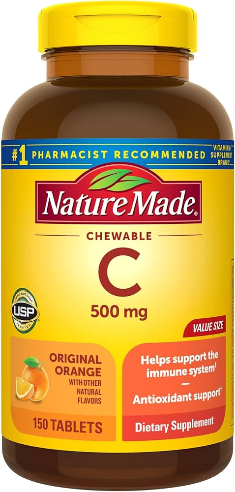 Nature Made Chewable Vitamin C 500 mg, Dietary Supplement for Immune Support, 150 Tablets, 150 Da... | Amazon (US)