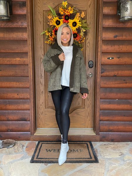 20% of #reddress favorites for 24 hours only with code HBDTANNER20 — size small in my white long sleeve and corded jacket and medium in the faux leather leggings. #fallstyle #fallfashion 

#LTKSeasonal #LTKsalealert #LTKHoliday