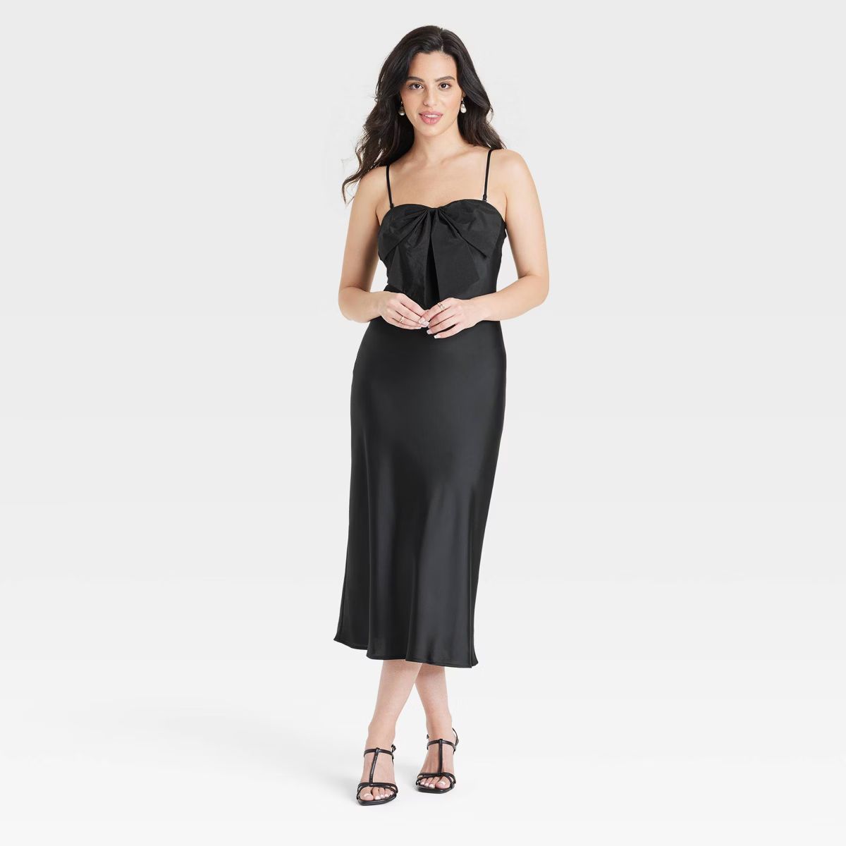 Women's Bow Midi Shift Dress - A New Day™ Black M | Target