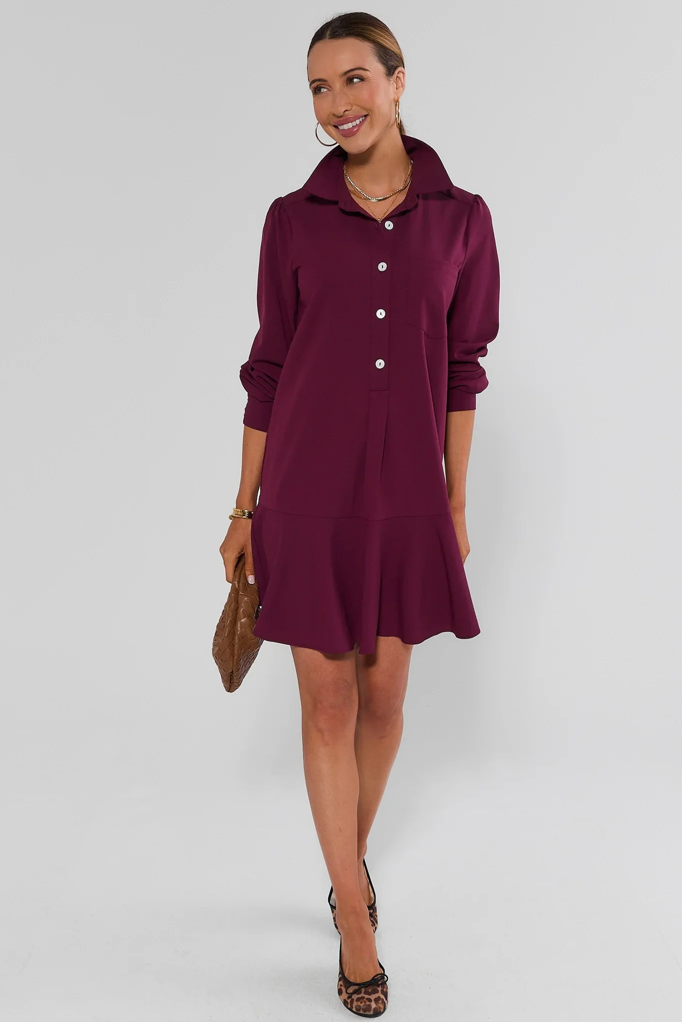 Meagan Maroon Drop Waist Dress | Avara