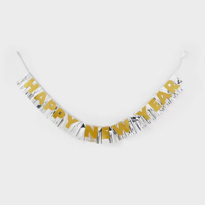 New Year's Eve 'Happy New Year' Silver/Gold Banner - Spritz™ | Target