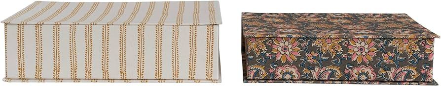 Creative Co-Op Fabric Covered Storage Designs, Set of 2 Sizes, 2 Patterns Box, Multi | Amazon (US)