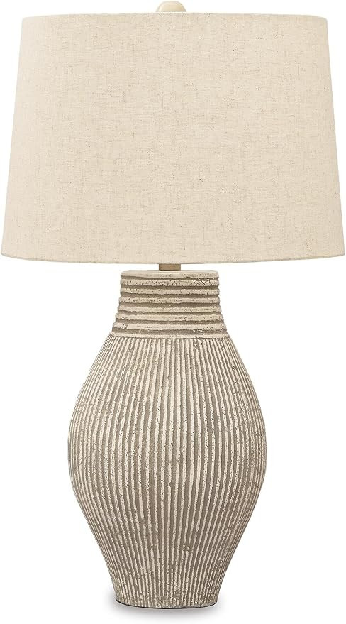 Signature Design by Ashley Layal Modern Table Lamp, Textured Paper Composite Base, Modified Drum ... | Amazon (US)
