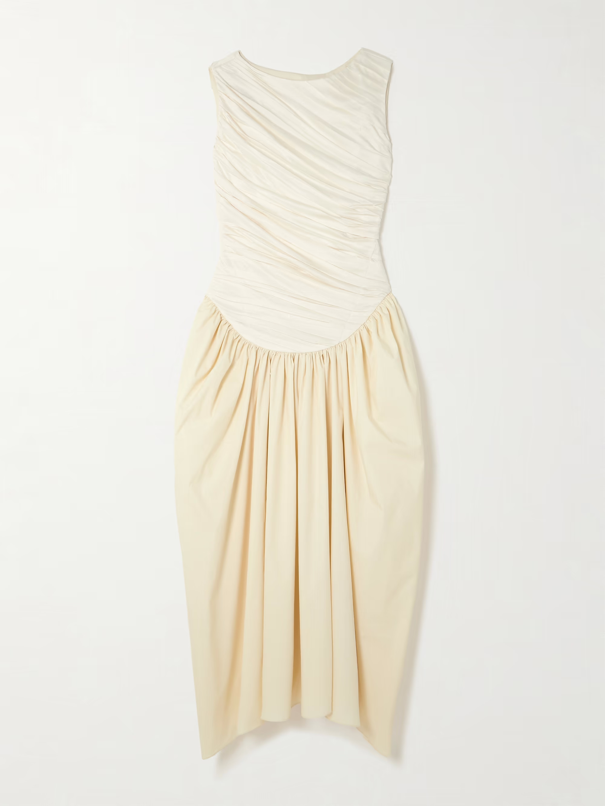 Ora gathered TENCEL™ Lyocell and cotton-blend poplin and jersey midi dress | NET-A-PORTER (UK & EU)