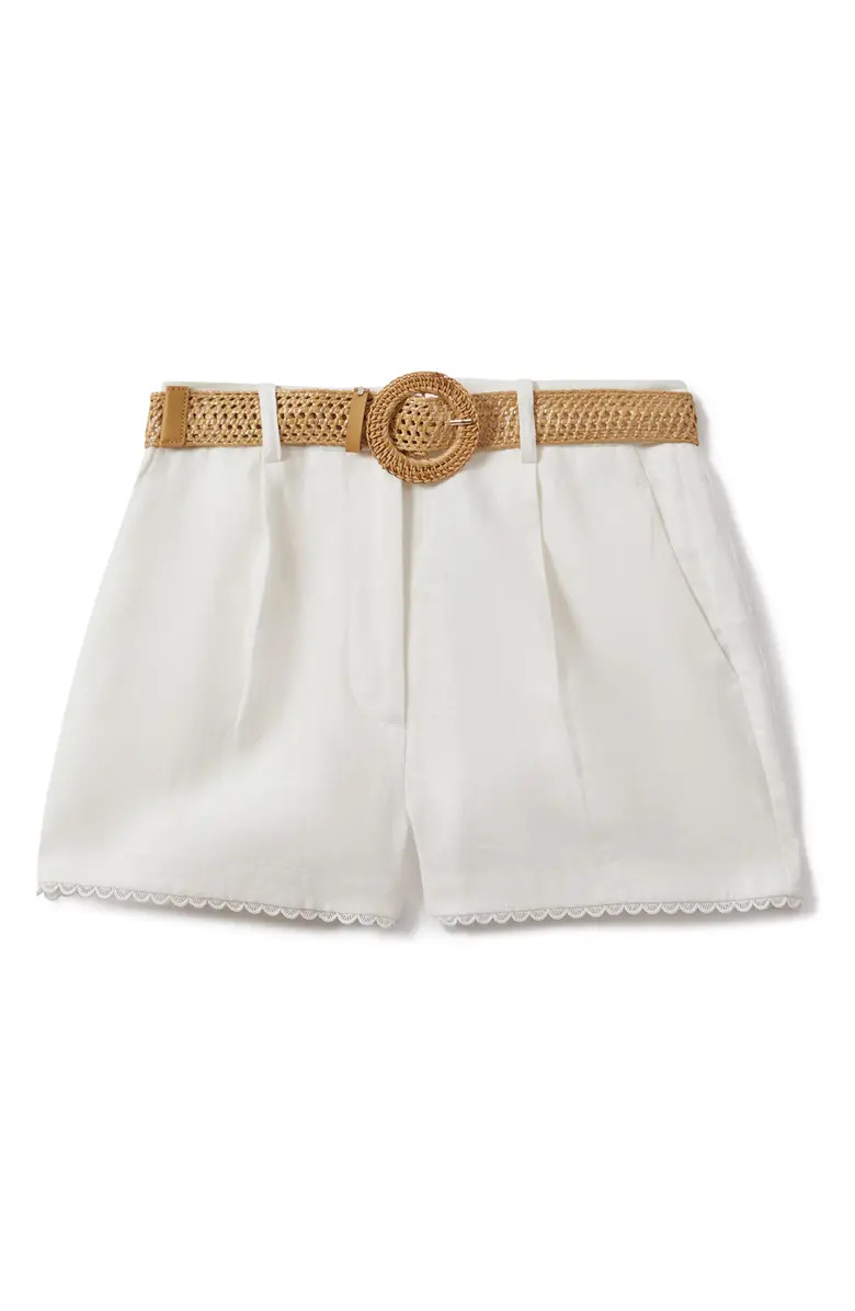 Belle Lace Trim Linen Shorts | Nordstrom