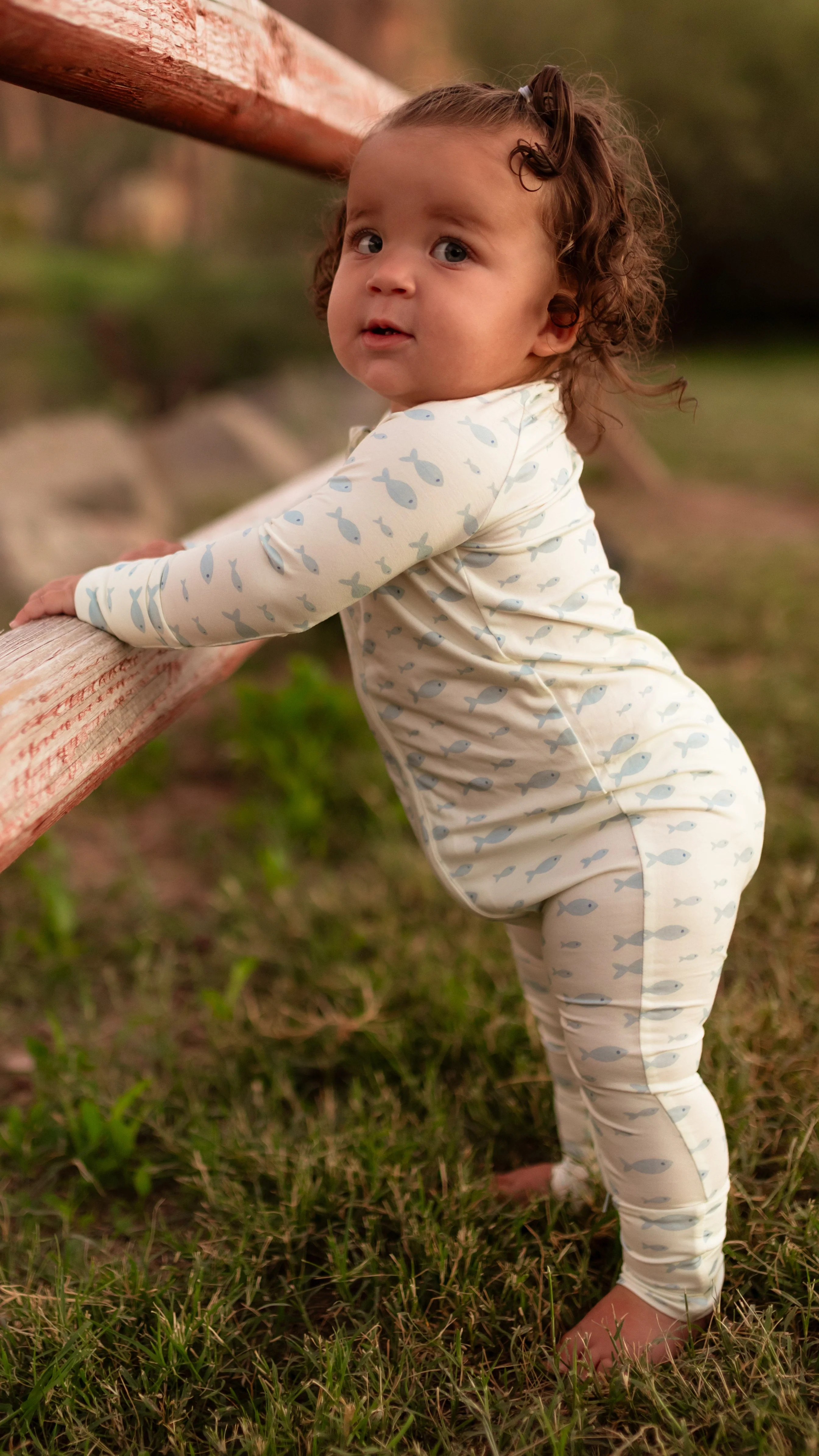 Infant Romper in Little Minnows | Silks Design