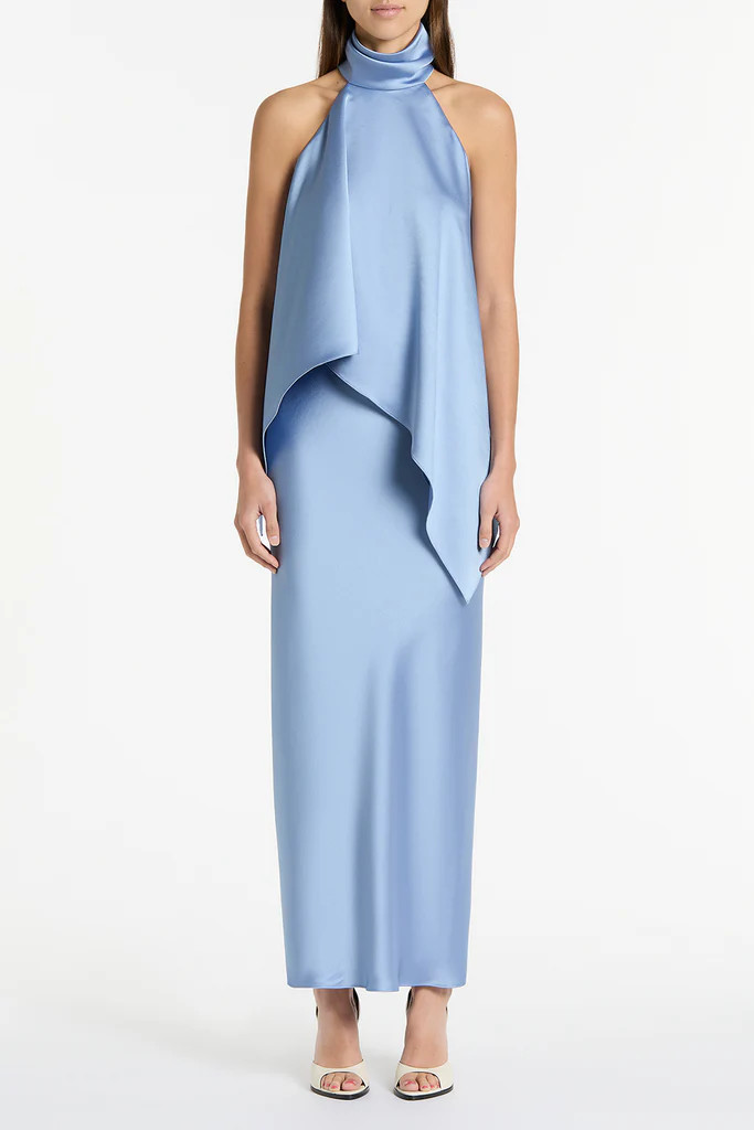 CORNFLOWER SATIN BIAS SKIRT | Carla Zampatti