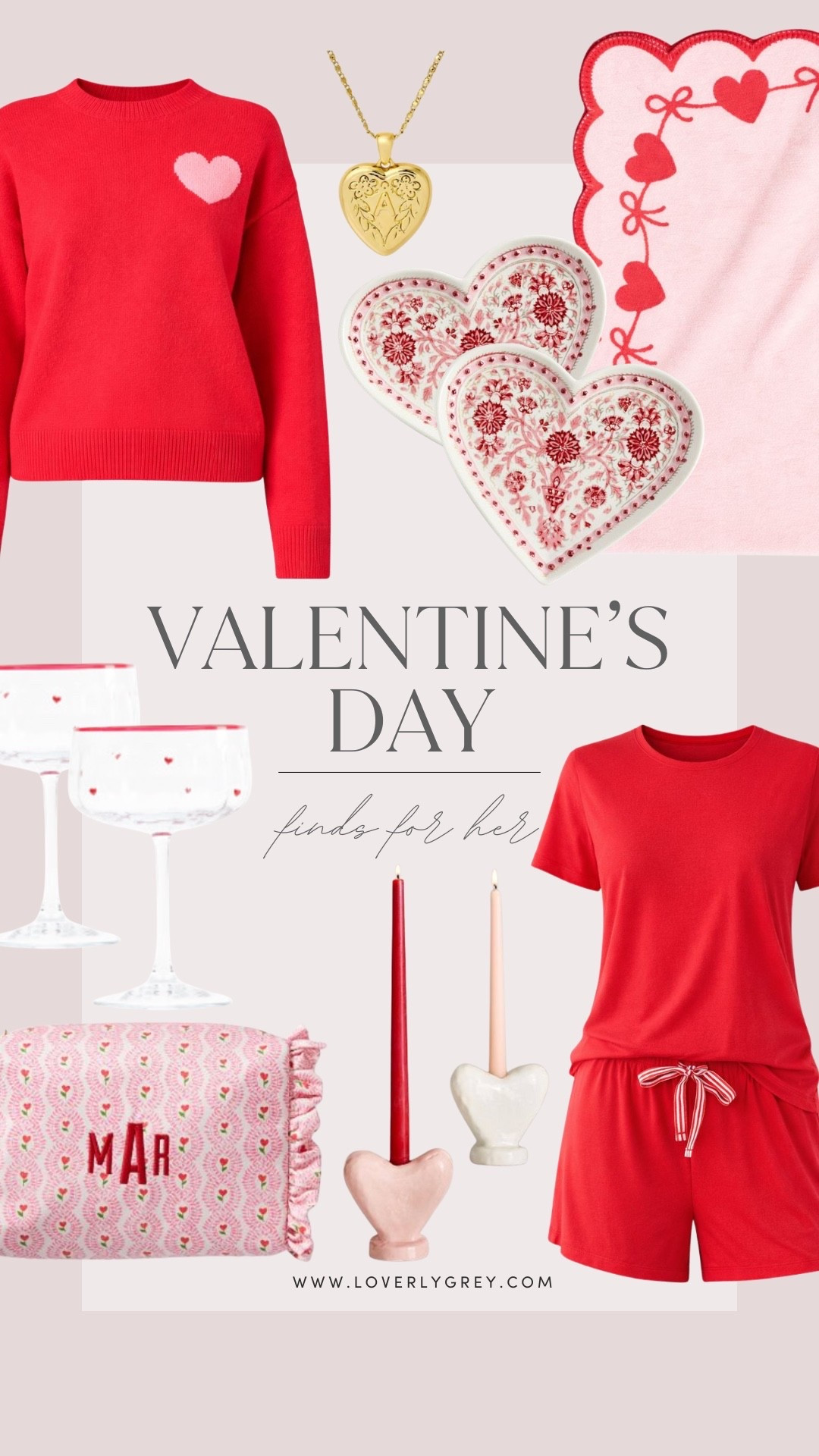 Loverly Grey Valentine’s Day gift ideas for her. The red LAKE pajamas are so soft, and the red heart sweater is perfect for a casual VDay look! 

#LTKValentine
