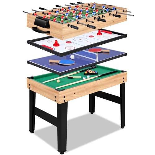 Rioloiuy 12-in-1 Game Table for Home - Foosball Table, Air Hockey Table, Pool Table & More! - Ideal for Game Rooms and Family Game Nights!, Wood-1 | Amazon (US)