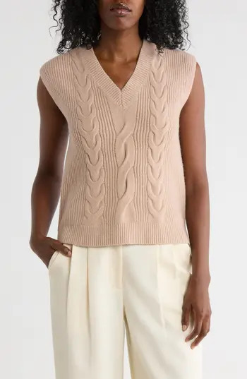 CYRUS Cable Knit Sweater Vest in Warm Taupe at Nordstrom Rack, Size X-Small | Nordstrom Rack