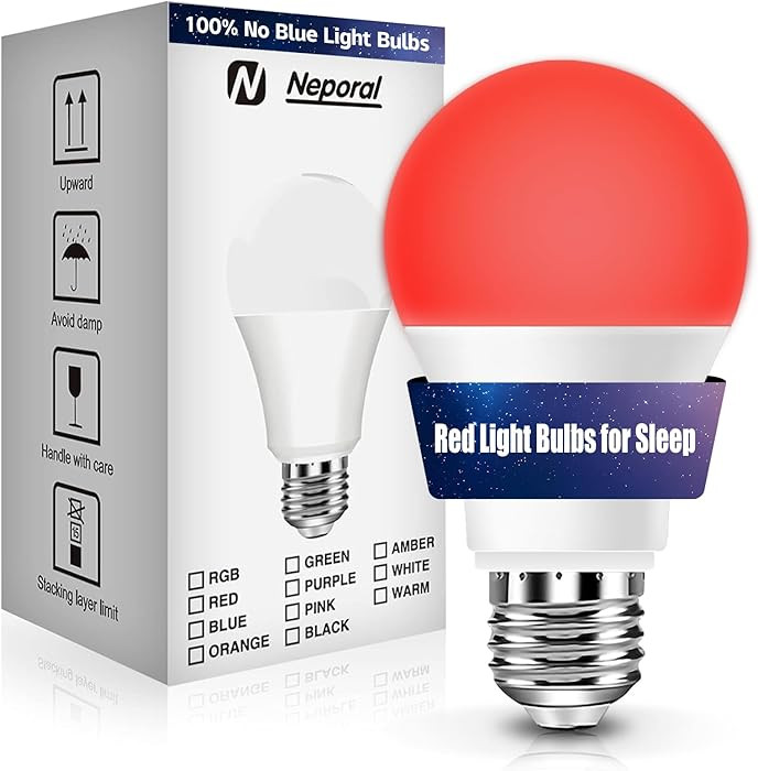 Neporal Red Light Bulbs for Sleep 9W, 100% Blue Light Blocking Red Night Light, 625nm LED Light B... | Amazon (US)