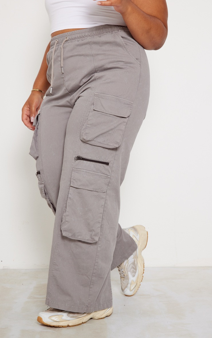 Plus Grey Washed Cargo Trousers | PrettyLittleThing UK