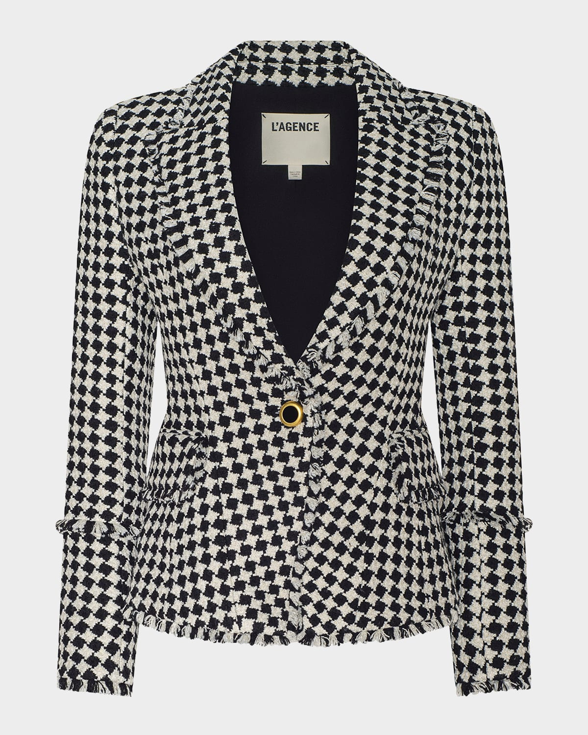 Kaisley Diamond Textured Tweed Single-Breasted Blazer | Neiman Marcus