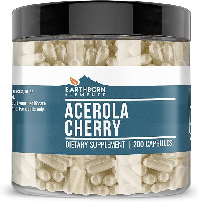 Earthborn Elements Acerola Cherry 200 Capsules, Pure & Undiluted, No Additives | Amazon (US)
