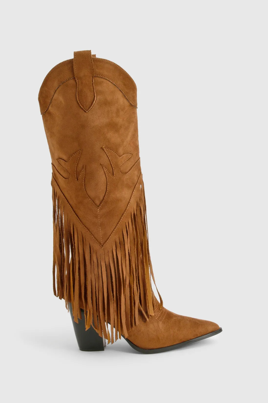 Vintage Look Western Style Tassel Detail Cowboy Boots | boohoo (US & Canada)