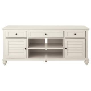 Home Decorators Collection Hamilton 59 in. Polar White Wood TV Stand with 3 Drawer Fits TVs Up to... | The Home Depot