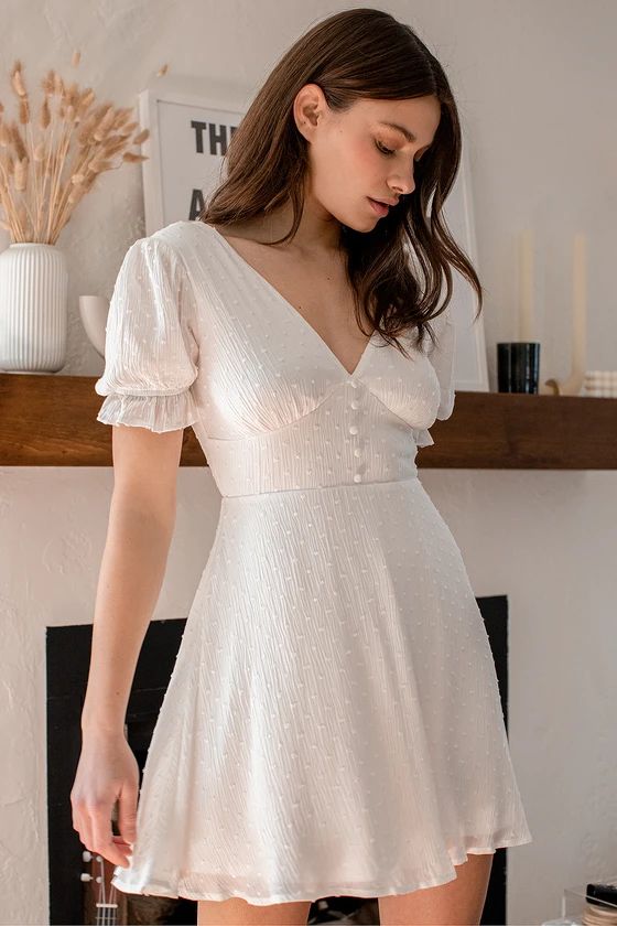 Daytime Delight White Swiss Dot Tie-Back Mini Dress | Lulus (US)