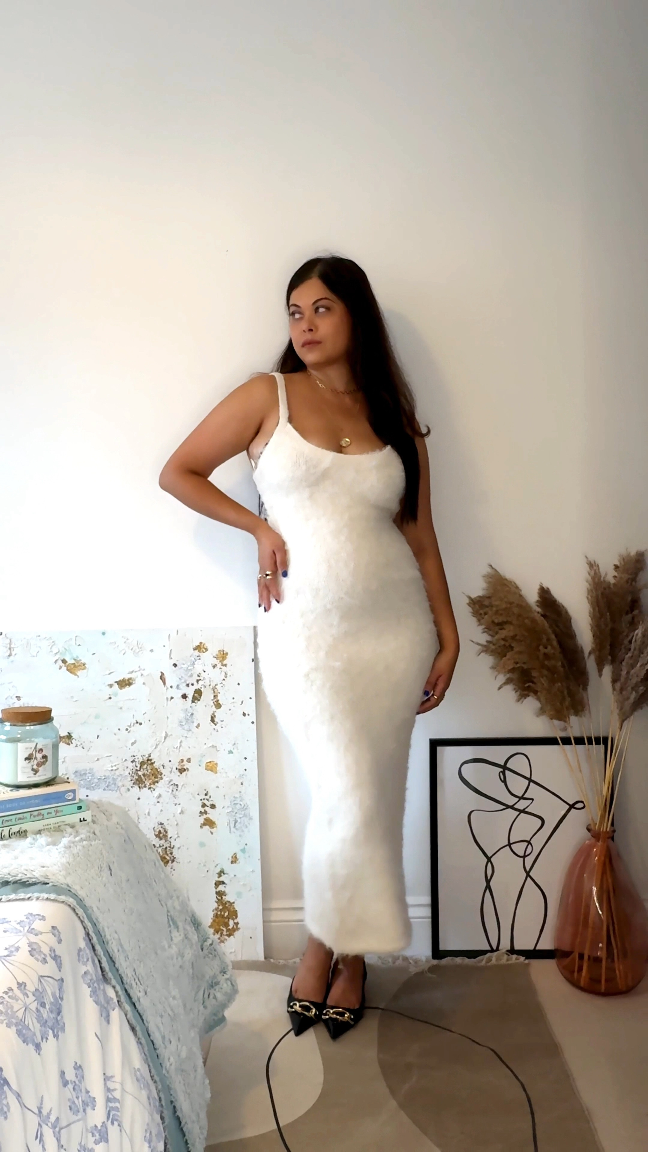 A fluffy white dress is all you need! Adore this dress from HM I just keep feeling myself 😂😂 a very sexy yet comfy dress indeed ! 

#LTKfindsunder100 #LTKeurope #LTKmidsize