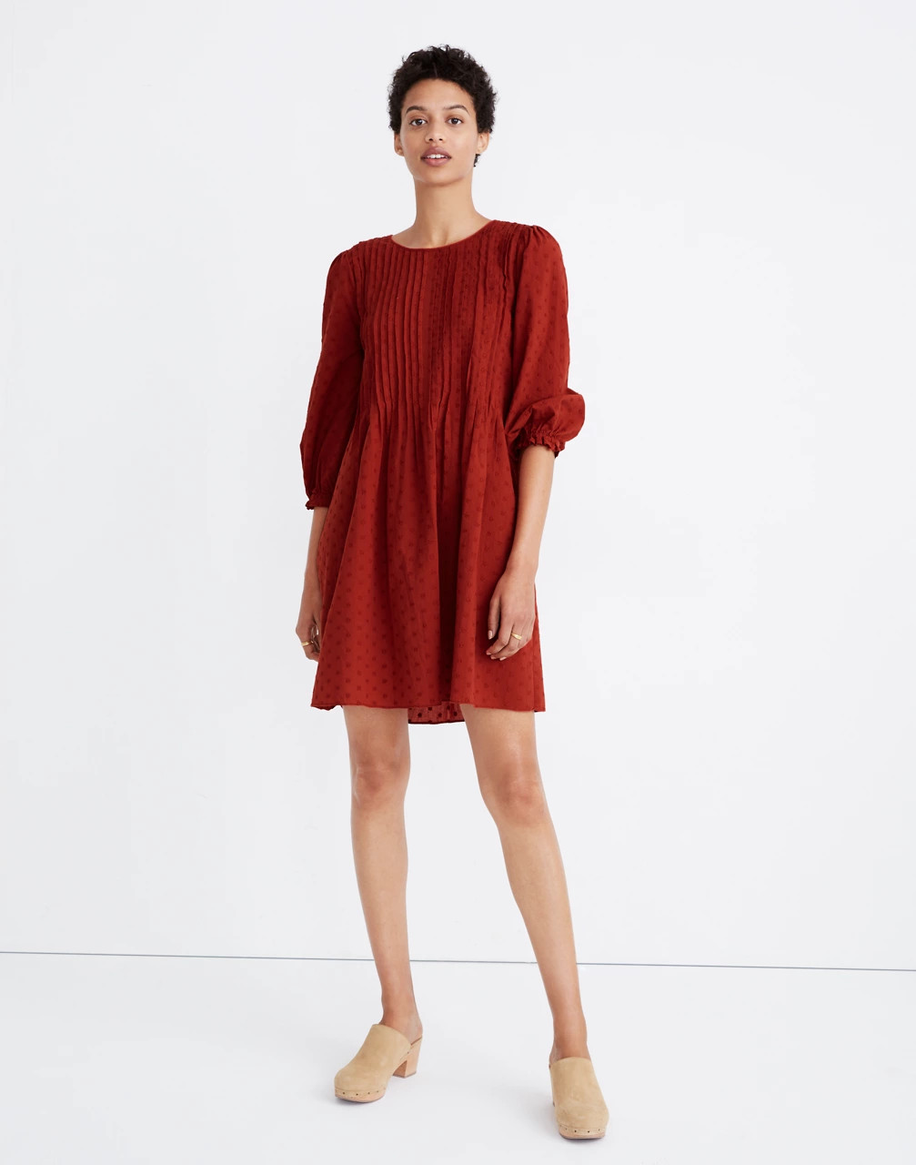 Embroidered Pintuck Mini Dress | Madewell