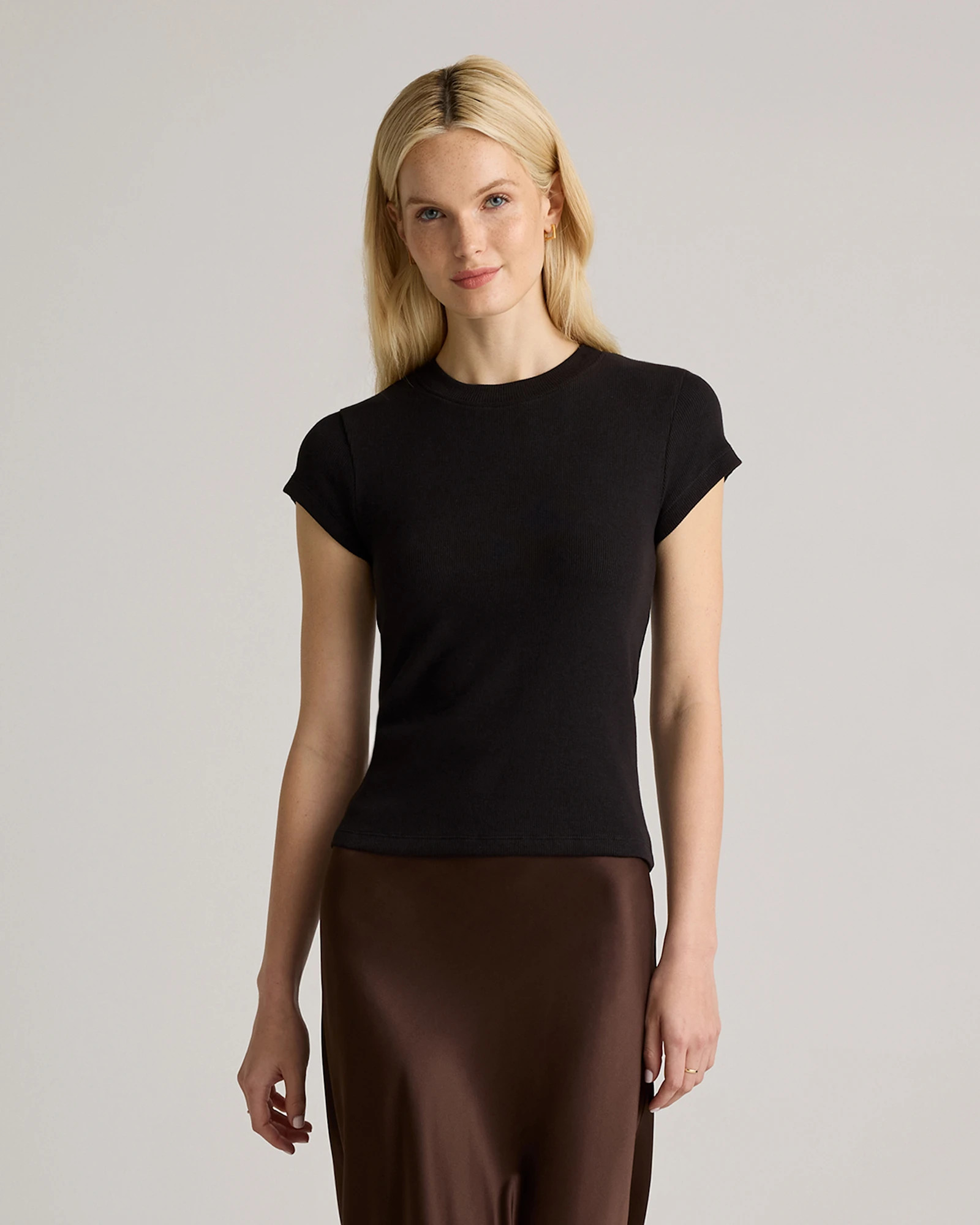 Quince | Women's Micro-Rib Crewneck T-Shirt in White, Size XS, Organic Cotton | Quince