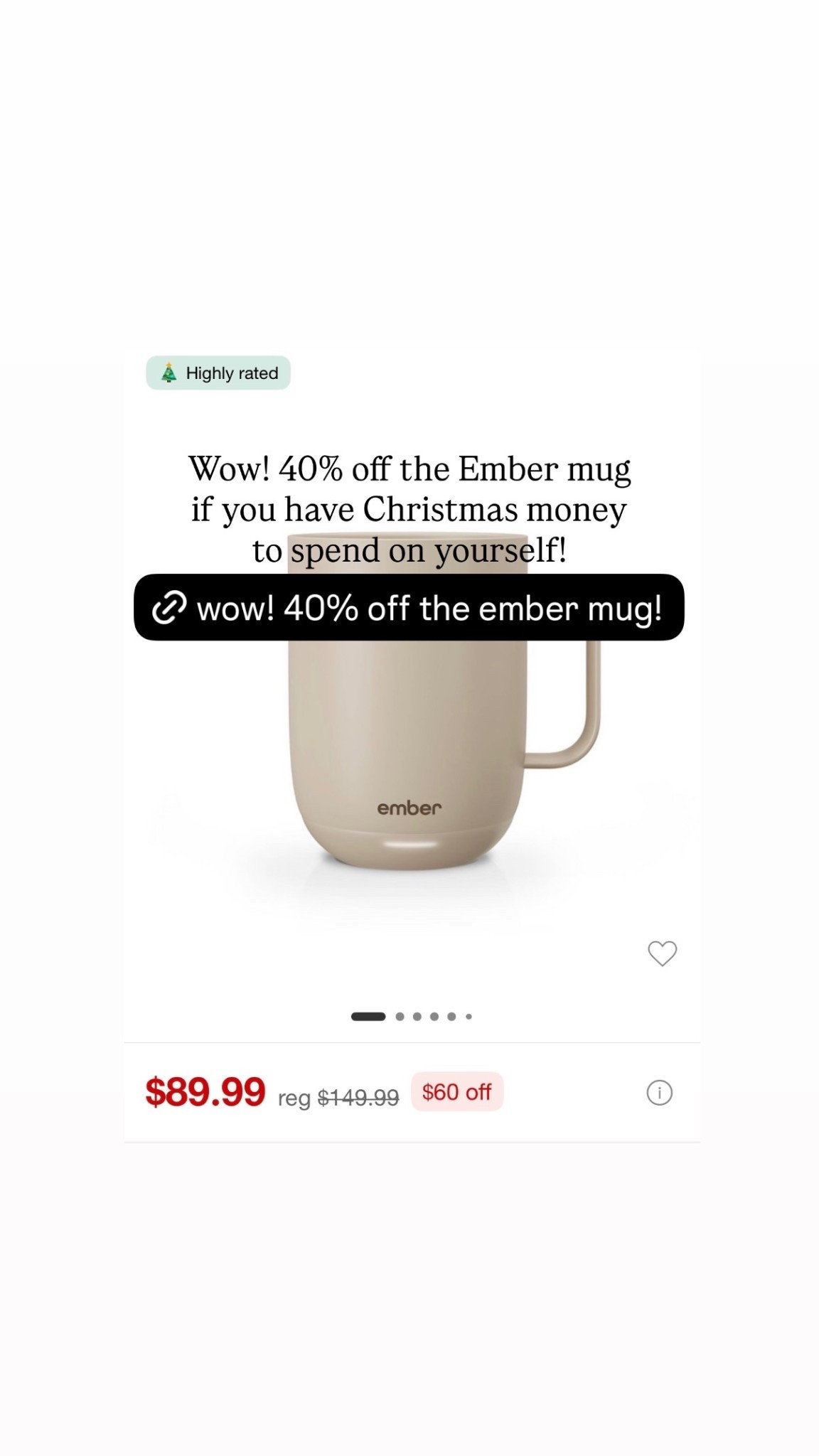 Wow! 40% off the Ember mug if you have Christmas money to spend on yourself!