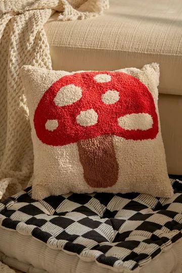 Mushroom Mini Tufted Throw Pillow | Urban Outfitters (US and RoW)