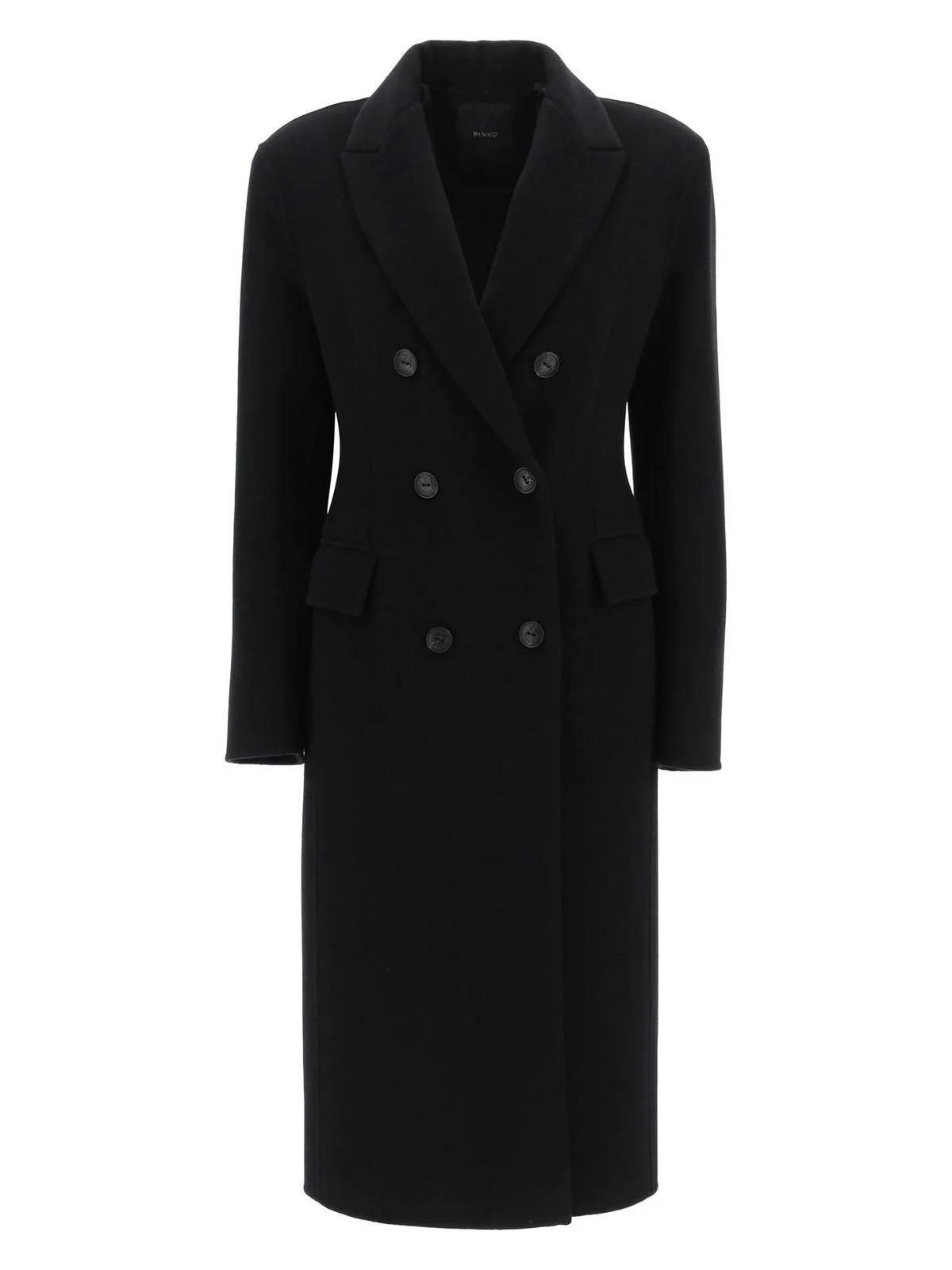 Pinko Women's Wool Long Coat in Black | Size 46 | 101636Y27P Color Z99 | LOZURI