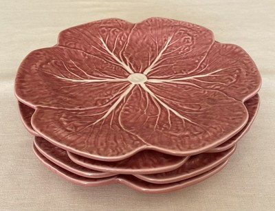4 Bordallo Pinheiro Pink Majolica Cabbage Leaf 10.5” Dinner Plates Portugal | eBay | eBay US