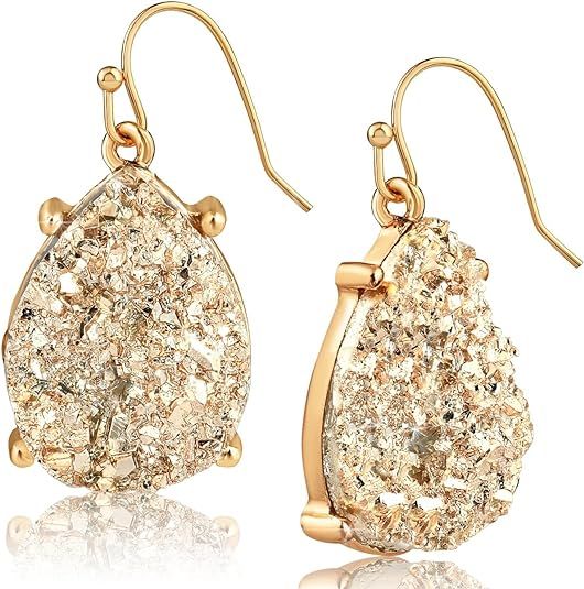 Humble Chic Teardrop Dangle Earrings for Women with Simulated Druzy Stones in Gold or Silver Tone | Amazon (US)