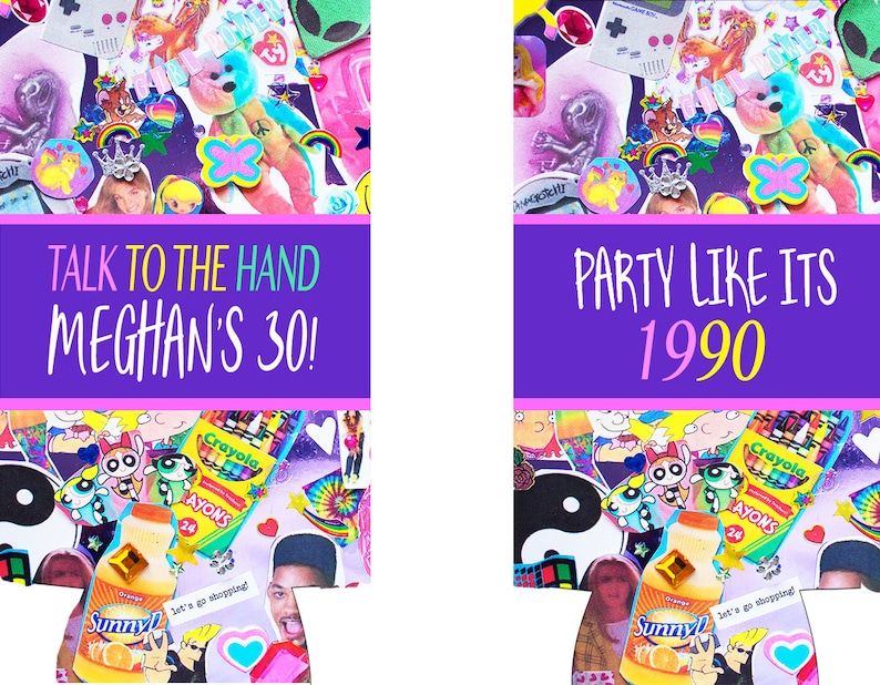 90's Theme Party Huggers. SKINNY CAN 90's Birthday or Bachelorette Huggers. Retro Birthday Favors... | Etsy (US)