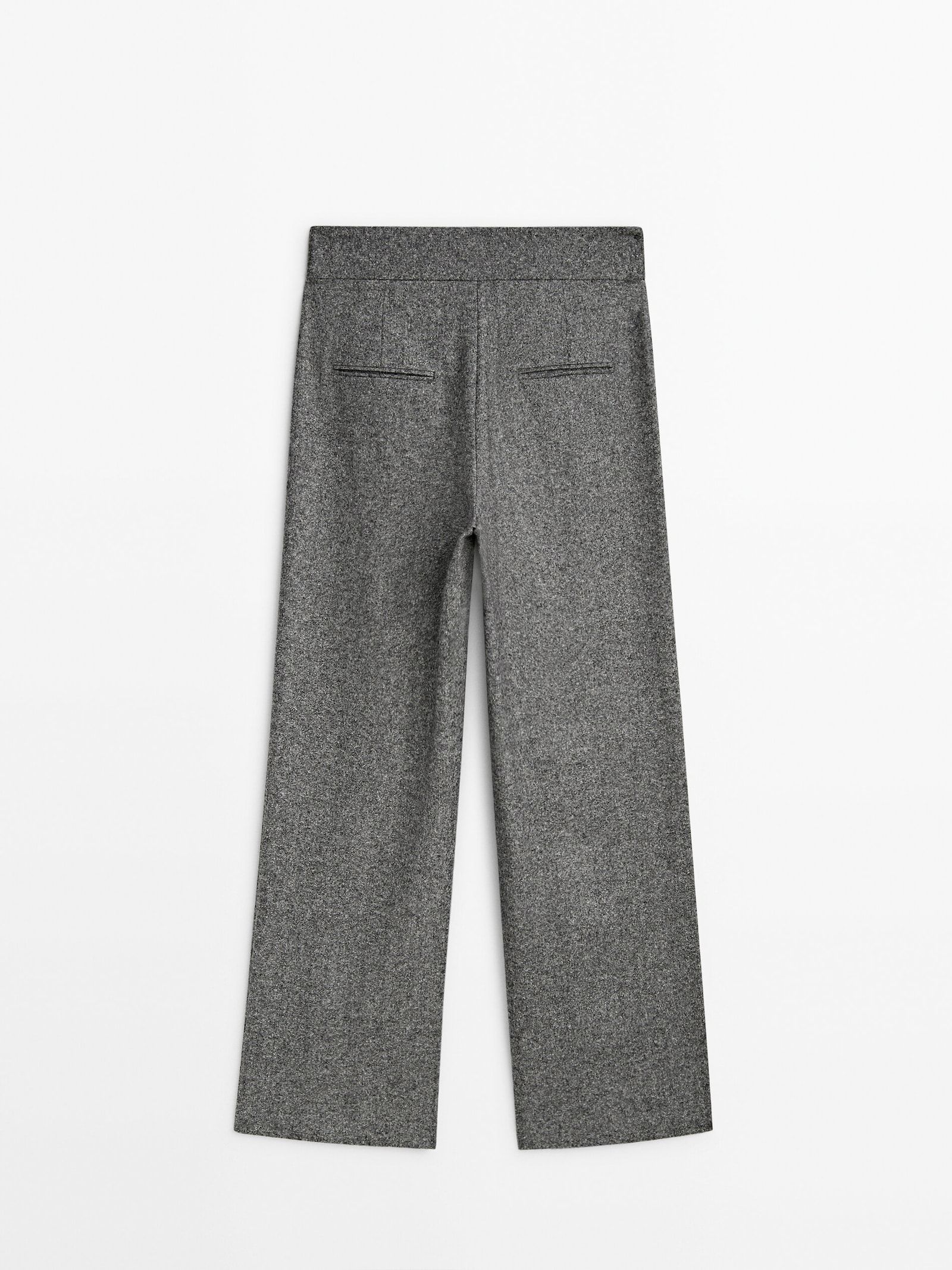 Darted flecked wool blend trousers | Massimo Dutti UK