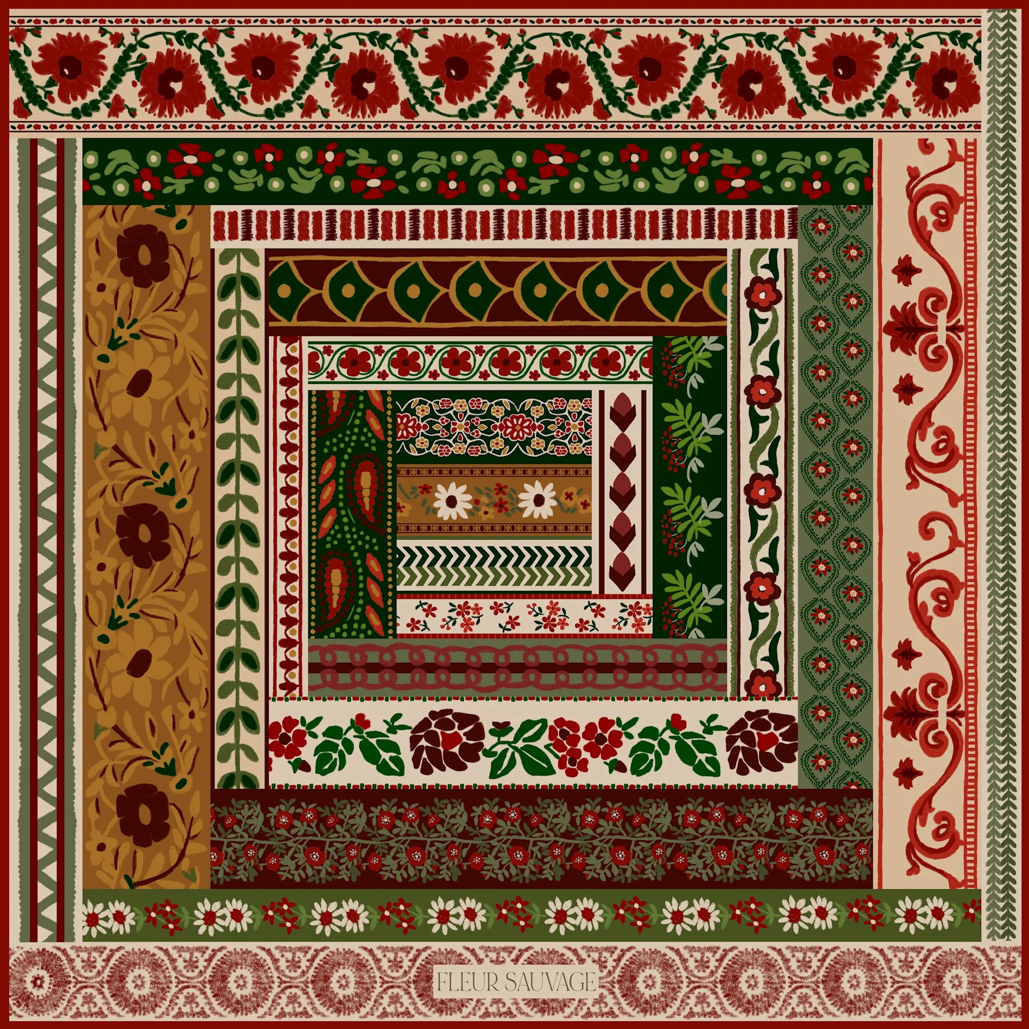 {PREORDER} Holiday Ribbons Scarf 90 | Fleur Sauvage Design