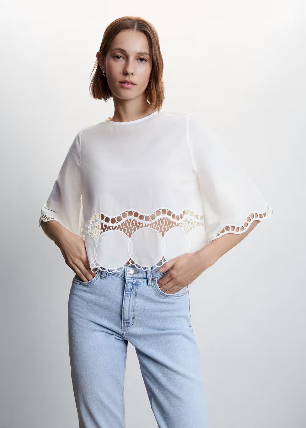 Embroidered oversized blouse | MANGO (US)
