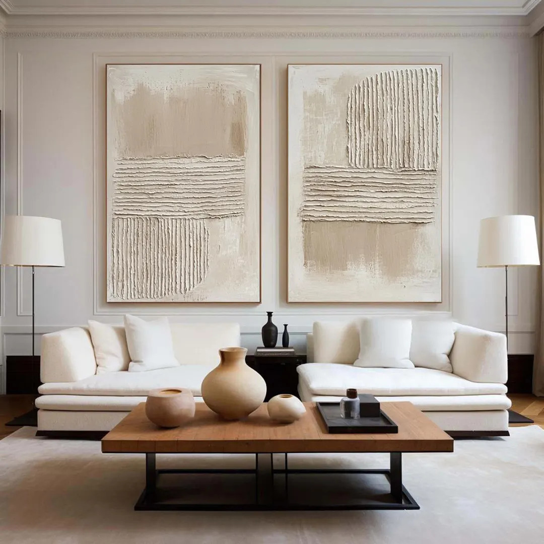 Abstract Beige Textured Painting Set: Modern Minimalist Wall Art | Etsy (Global)