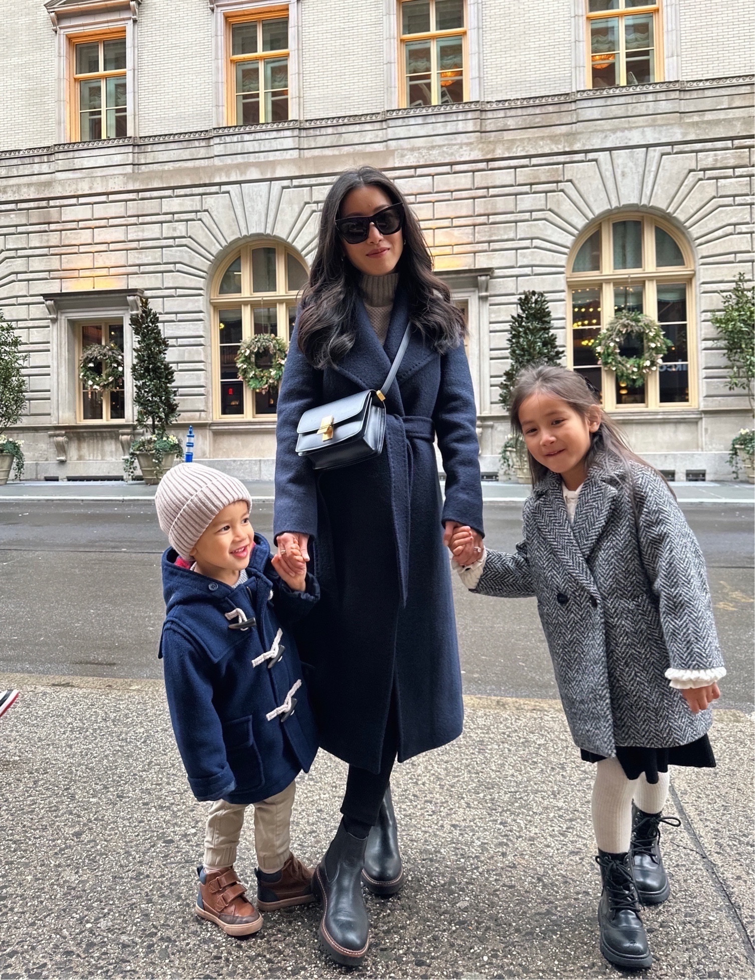 NYC winter outfits 
• my coat just went on sale!! Linked it along with a few others I tried on and thought are good quality + fit, also on sale 

The montage coat fits me so well as a midi coat on someone petite and is beautiful quality. comes in navy, black, camel and brown. 

The Connor coat is very similar and on sale too! Conor comes in 2 lengths 

• uniqlo heattech thermals make sure to get the Ultra Warm for the soft fleece lining., I have been wearing their leggings every week. I have on kids 11/12 which has a 24” inseam, you can also get women’s with a 27” inseam.

• ysl sunglasses 

• celine bag, old 

• nordstrom miller boots 

• Nori has on mango coat size 5, amazon boots, Janie Jack dress 

• Rio has on an old gap kids coat , target boots 

Family holiday neutrals outfits , aritzia montage coat 

#LTKSeasonal #LTKHoliday #LTKfamily