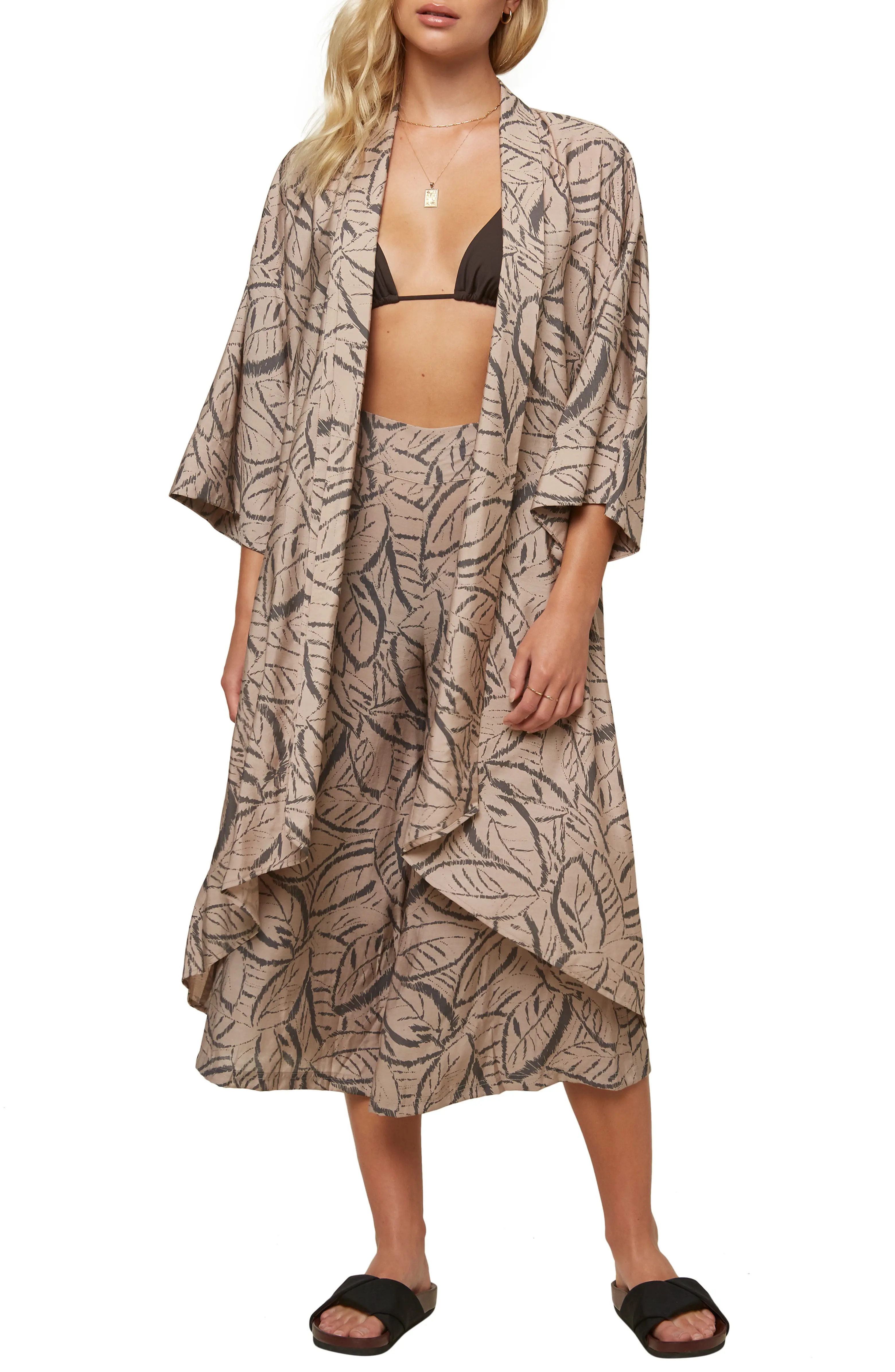 Joceylnn Palm Print Woven Wrap Top | Nordstrom
