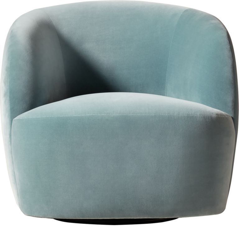 Gwyneth Light Blue Velvet Swivel Chair | CB2 | CB2