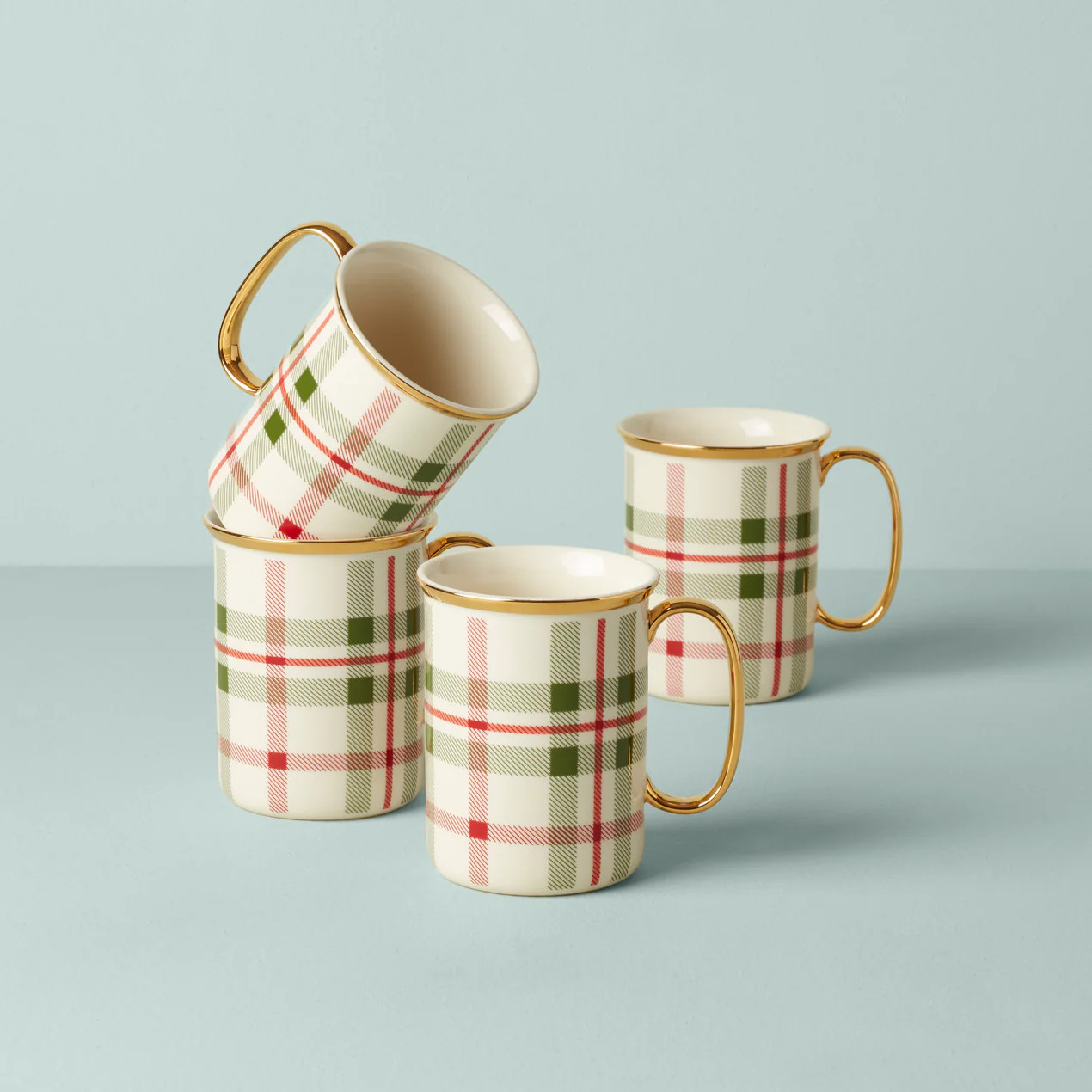 Holiday Plaid Mugs, Set of 4 | Lenox