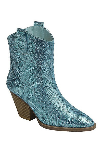 Rhinestone Cowgirl Western Booties Cowboy Boots-Turquoise Blue | Fashion Junkee