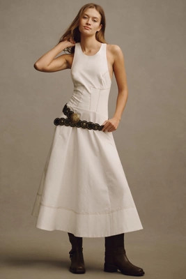 By Anthropologie Halter Corset Drop-Waist Midi Dress | Anthropologie (US)