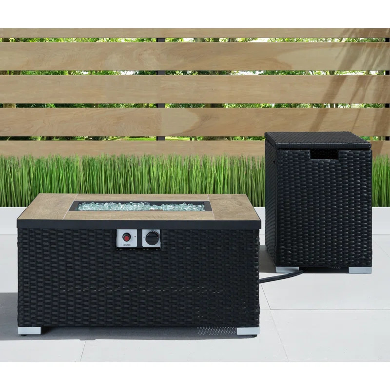 Fagan 16'' H x 32'' W Propane Outdoor Fire Pit Table with Lid | Wayfair North America