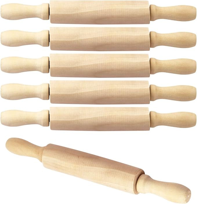 BILLIOTEAM 6 Pack 8 Inch Mini Wood Rolling Pin,Great for Children Kids Girls and Boys,Small Woode... | Amazon (US)