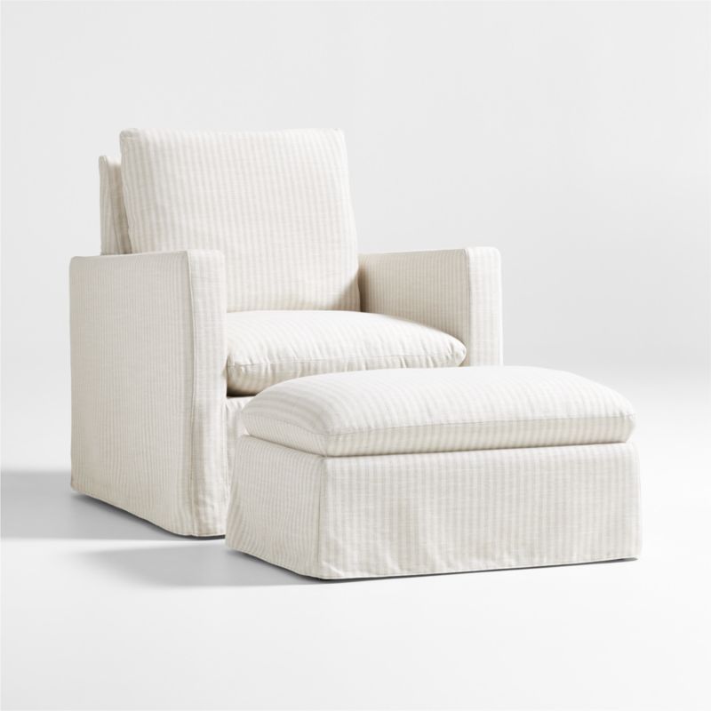Ever Slipcovered Striped Nursery Glider Chair and Ottoman by Leanne Ford | Crate & Kids | Crate & Barrel