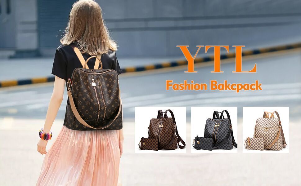 Backpack for women Fashion Leather Ladies Rucksack Crossbody Shoulder Bag 2pcs Purses Backpack Se... | Amazon (US)