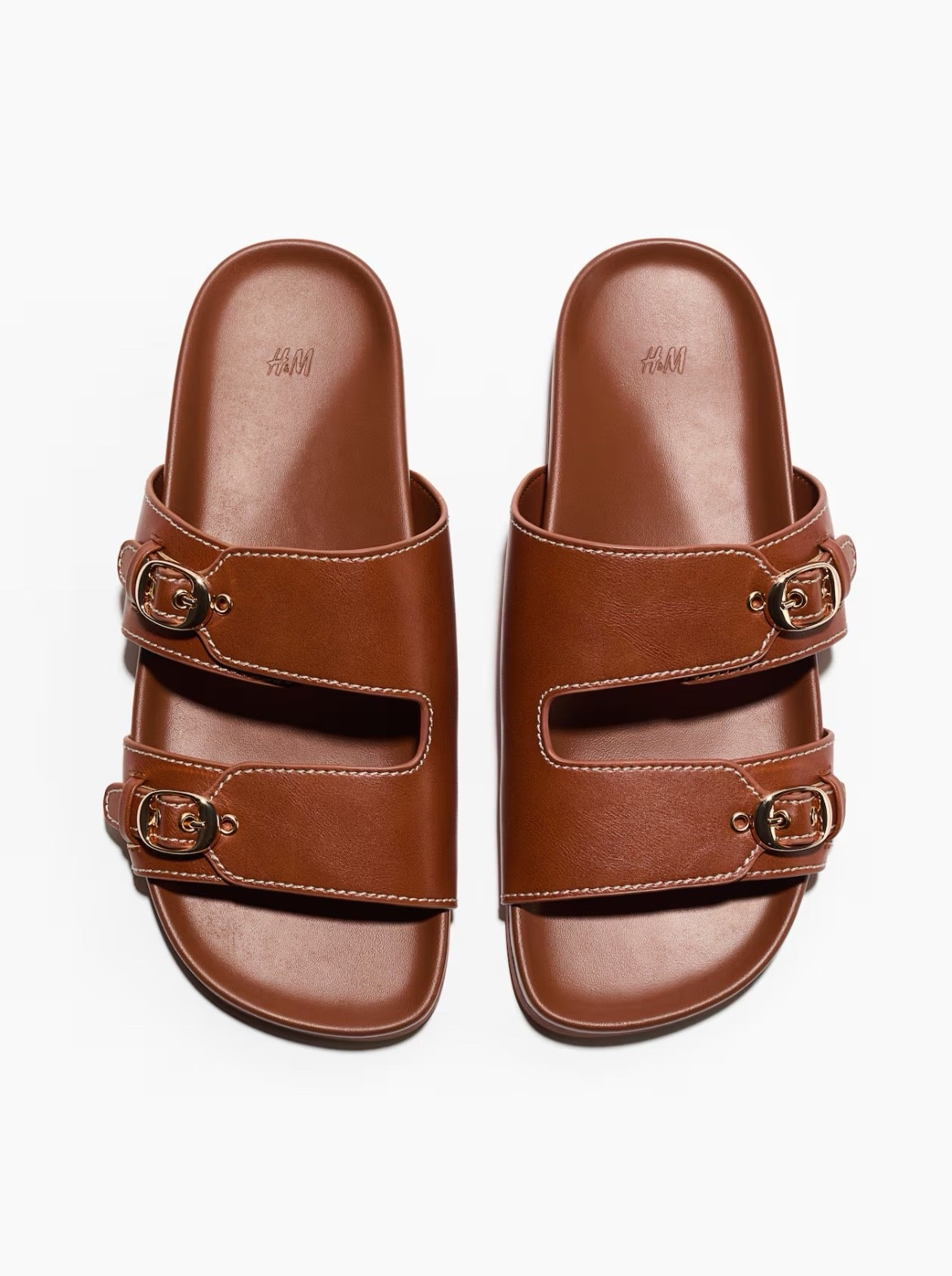 Brown faux leather footbed slide sandals 

#LTKSeasonal
