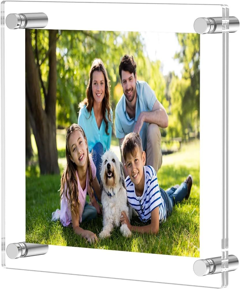 NIUBEE 8x8 Clear Acrylic Wall Mount Floating Frameless Picture Frame for Art Works Photography Fr... | Amazon (US)