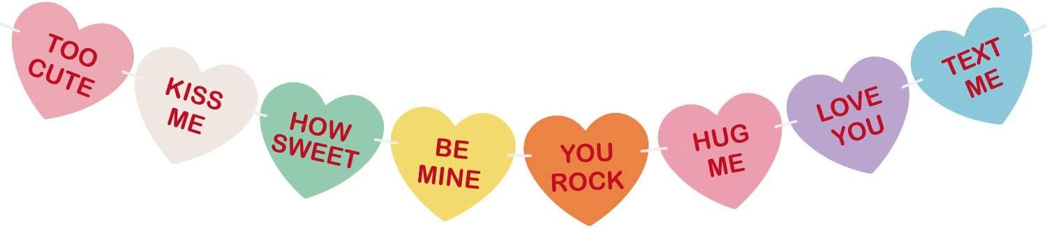 KUUQA Valentine Conversation Candy Hearts Banner Valentine Candy Hearts Sayings Garland for Valen... | Amazon (CA)