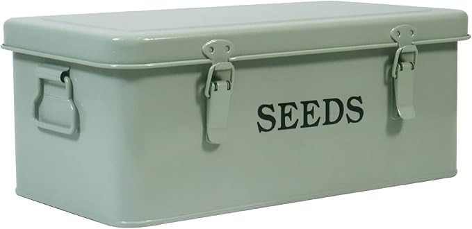 Seed Saving Box, Metal Seed Bin, Seed Storage Organizer Box, Seed Packet Container with Lid, Seed... | Amazon (US)