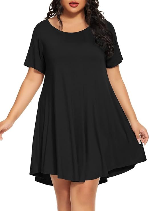 BELAROI Womens Summer Casual T Shirt Dresses Short Sleeve Swing Tunic Dress | Amazon (US)